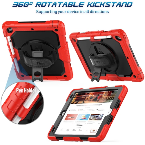 Timecity Case for iPad 10.2, Case for iPad 9th/8th/ 7th Generation with Screen Protector, 360° Rotatable Stand with Hand/Shoulder Strap, Shockproof