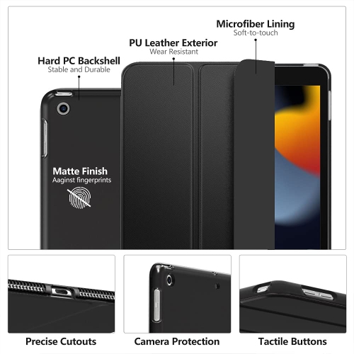 MoKo iPad 10.2 Case for iPad 9th Generation 2021/ iPad 8th Generation 2020/ iPad 7th Generation 2019, Slim Stand Hard Back S