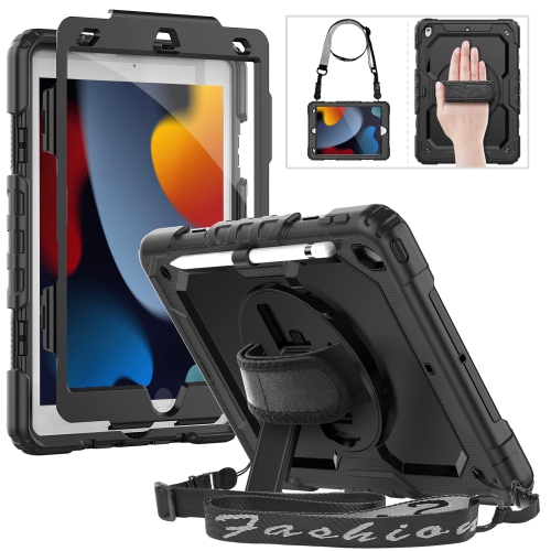 HXCASEAC iPad 9th Generation case 2021, iPad 8th/7th Gen Heavy Duty Protective Case with Screen Protector, Hand/Shoulder Str