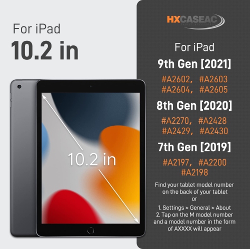 HXCASEAC iPad 9th Generation case 2021, iPad 8th/7th Gen Heavy Duty Protective Case with Screen Protector, Hand/Shoulder Str