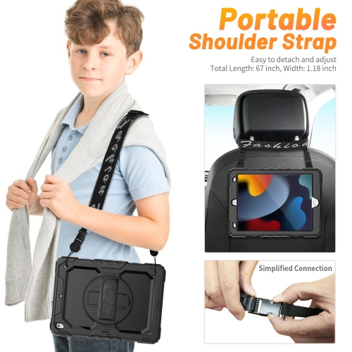 HXCASEAC iPad 9th Generation case 2021, iPad 8th/7th Gen Heavy Duty Protective Case with Screen Protector, Hand/Shoulder Str