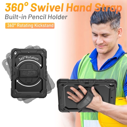 HXCASEAC iPad 9th Generation case 2021, iPad 8th/7th Gen Heavy Duty Protective Case with Screen Protector, Hand/Shoulder Str
