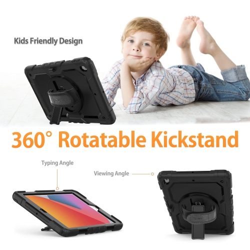 HXCASEAC iPad 9th Generation case 2021, iPad 8th/7th Gen Heavy Duty Protective Case with Screen Protector, Hand/Shoulder Str