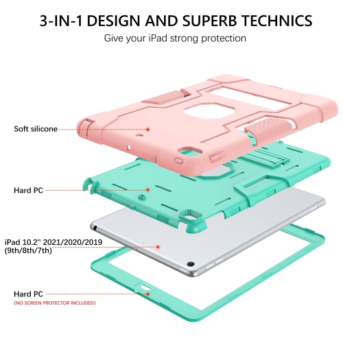 GUAGUA iPad 9th Generation 10.2 Case 2021 iPad 8th/7th Generation Case iPad 10.2 Case 2020/2019 Kickstand Heavy Duty Cover f
