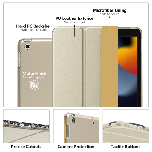 MoKo iPad 10.2 Étui pour iPad 9e génération 2021/iPad 8e génération 2020/iPad 7e génération 2019, support mince arrière rigide S.