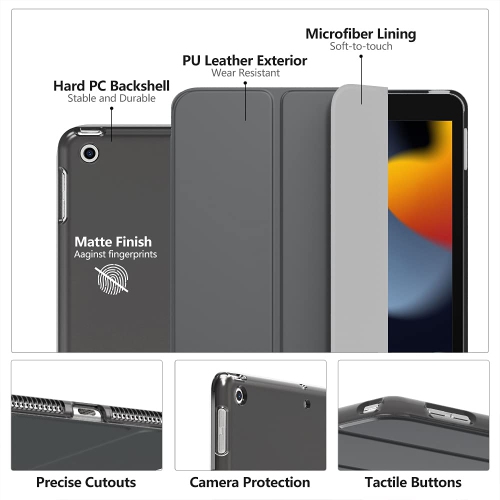 iPad 10.2 Case for iPad 9th Generation 2021/ iPad 8th Generation 2020/ iPad 7th Generation 2019, Slim Stand Hard Back Shell Smart Cover Case for iPad