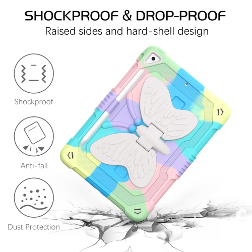 DOMAVER for iPad 9th Generation Case, iPad 8th/7th Generation/ iPad Air 3 Case Butterfly Camo Case for Kids Pencil Holder Ki