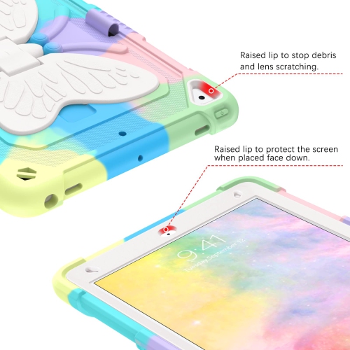 DOMAVER for iPad 9th Generation Case, iPad 8th/7th Generation/ iPad Air 3 Case Butterfly Camo Case for Kids Pencil Holder Ki