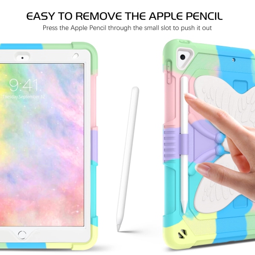 DOMAVER for iPad 9th Generation Case, iPad 8th/7th Generation/ iPad Air 3 Case Butterfly Camo Case for Kids Pencil Holder Ki