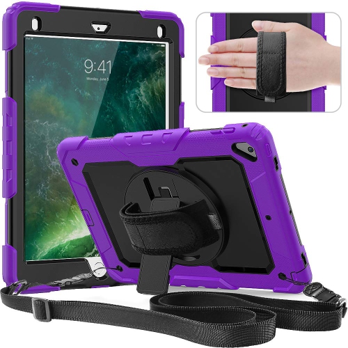HLD  Timecity Case for Ipad 6Th/5Th Generation 9.7 Inch Case 2018/2017 With Screen Protector, Stand, Hand/shoulder Strap, Full-Bo