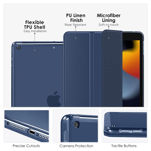 MoKo Case for New iPad 9th/8th/7th Gen Case, Soft TPU Translucent Frosted Back Cover Slim Shell Protective