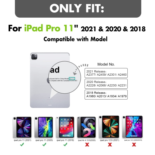 iPad Pro 11Case 2022/2021/2020/2018,Durable and Sturdy Case with Screen Protector, Rotating Stand, Hand/Shoulder Strap for iPad Pro 11 Inch
