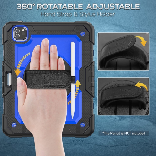 iPad Pro 11Case 2022/2021/2020/2018,Durable and Sturdy Case with Screen Protector, Rotating Stand, Hand/Shoulder Strap for iPad Pro 11 Inch