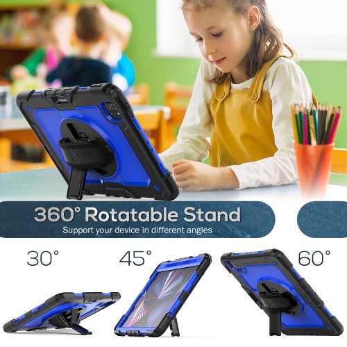 iPad Pro 11Case 2022/2021/2020/2018,Durable and Sturdy Case with Screen Protector, Rotating Stand, Hand/Shoulder Strap for iPad Pro 11 Inch