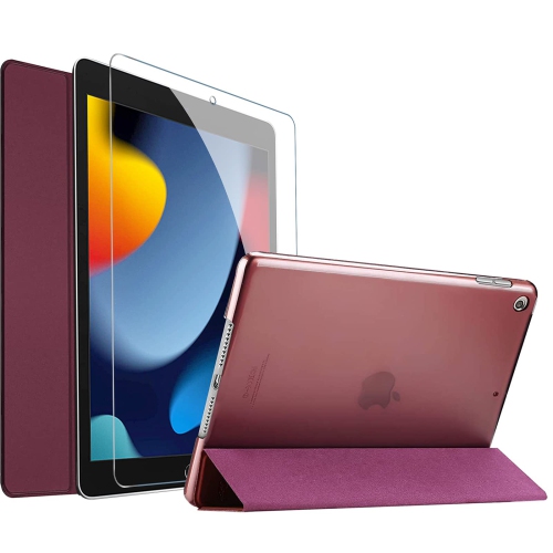 HLD  Ipad 10.2 Case 2021 9Th Gen/ 2020 8Th Gen/ 2019 7Th Gen Case w Tempered Glass Screen Protector, Slim Stand Hard Shell Protective Smart Cover For