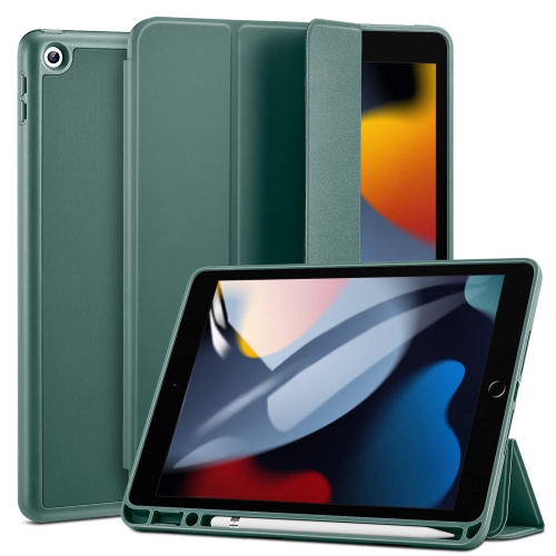 Étui pour iPad 10.2 2021 9{^>e<^} génération, étui pour iPad 8e/7e  génération avec porte-crayon intégré, support de visualisation multi-angle  en cuir synthétique avec poche, sangle, veille/réveil automatique (bleu) :  : Électronique