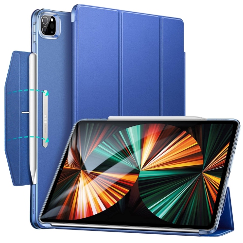 ESR Trifold Case Compatible with iPad Pro 12.9 5G 2021, Translucent Stand Case with Clasp, Auto Sleep and Wake, Pencil 2 Wir