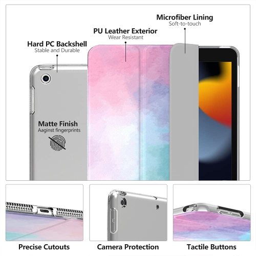 MoKo iPad 10.2 Case for iPad 9th Generation 2021/ iPad 8th Generation 2020/ iPad 7th Generation 2019, Slim Stand Hard Back S