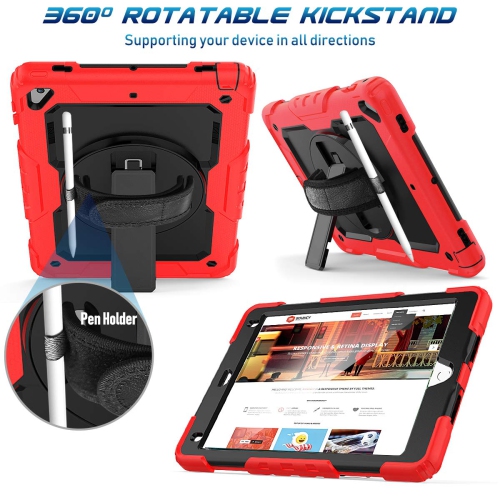 Timecity Kids Case for iPad 6th/5th Generation,9.7 Inch Case with Screen Protector/Rotating Stand/ Hand/Shoulder Strap, Heav