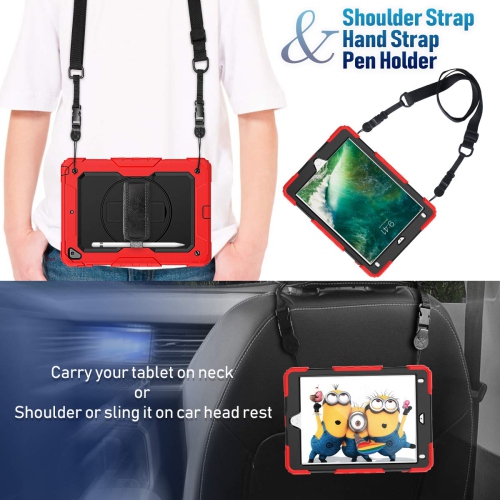 Timecity Kids Case for iPad 6th/5th Generation,9.7 Inch Case with Screen Protector/Rotating Stand/ Hand/Shoulder Strap, Heav