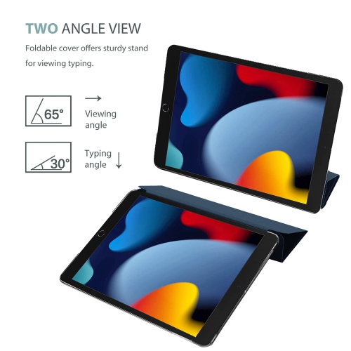 ProCase iPad 10.2 Case 2021 9th Gen/ 2020 8th Gen/ 2019 7th Gen Case with Tempered Glass Screen Protector, Slim Stand Hard S