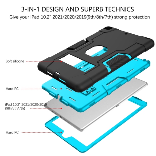 iPad 9th Generation 10.2 Case 2021, iPad 8th/7th Generation Case iPad 10.2 Case, Kickstand Heavy Duty 3 in 1 High Impact Full-Body Bumper Shockproof