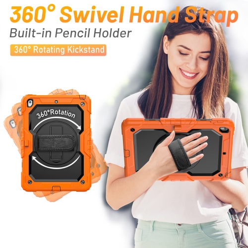 Étui HXCASEAC pour iPad 10.2 2021/2020/2019, étui protecteur antichoc avec protecteur d’écran, revêtement Rotatin à 360°