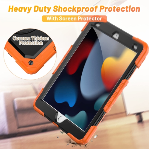 Étui HXCASEAC pour iPad 10.2 2021/2020/2019, étui protecteur antichoc avec protecteur d’écran, revêtement Rotatin à 360°