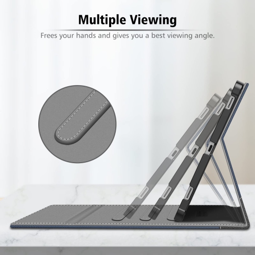 Samsung Galaxy Tab S8 Plus 2022/S7 FE 2021/S7 Plus 2020 12.4 Inch with S Pen Holder, Multiple Angle Portfolio Cover with Pocket Auto Sleep/Wake, Navy