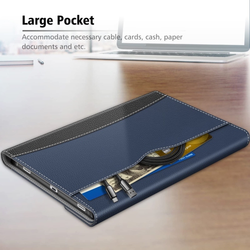Samsung Galaxy Tab S8 Plus 2022/S7 FE 2021/S7 Plus 2020 12.4 Inch with S Pen Holder, Multiple Angle Portfolio Cover with Pocket Auto Sleep/Wake, Navy