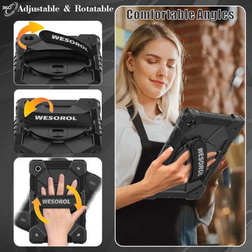 WESOROL Case for Galaxy Tab A8 10.5 Case,Three Layer Drop Protection Case with 360 Rotating Stand & Hand Strap,Drop-Proof Ca