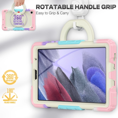 SEYMAC stock Case for Galaxy Tab A7 Lite Screen Protector Case with 360 Rotating Stand, Shoulder Strap, Shockproof Drop Proo