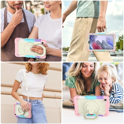 SEYMAC stock Case for Galaxy Tab A7 Lite Screen Protector Case with 360 Rotating Stand, Shoulder Strap, Shockproof Drop Proo