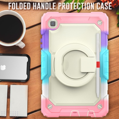 SEYMAC stock Case for Galaxy Tab A7 Lite Screen Protector Case with 360 Rotating Stand, Shoulder Strap, Shockproof Drop Proo