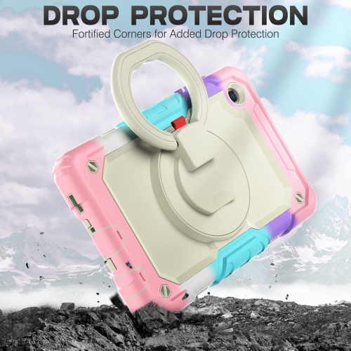 SEYMAC stock Case for Galaxy Tab A7 Lite Screen Protector Case with 360 Rotating Stand, Shoulder Strap, Shockproof Drop Proo