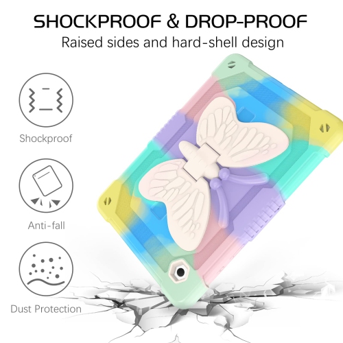 DOMAVER Samsung Galaxy Tab A8 Case 10.5'' -Butterfly Camo Kickstand Case for Kids Soft Silicone Shockproof