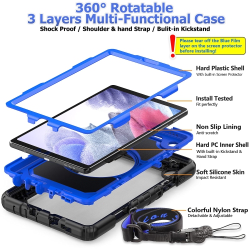 SEYMAC stock Case for Samsung Galaxy Tab A7 Lite Case 8.7'' with Screen Protector Pencil Holder 360 Rotating Hand Strap &S