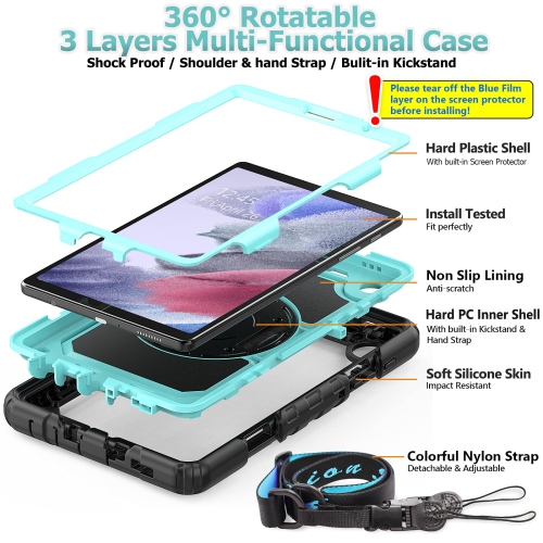 SEYMAC stock Case for Samsung Galaxy Tab A7 Lite Case 8.7'' with Screen Protector Pencil Holder 360 Rotating Hand Strap &S
