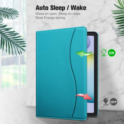 Samsung Galaxy Tab S6 Lite 10.4 Inch 2022/2020 Model with S Pen Holder, Multi-Angle Viewing Soft TPU Back Cover with Pocket Auto Wake/Sleep