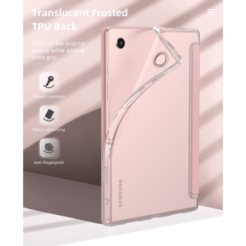 Samsung Galaxy Tab A8 10,5 po 2022 Go, étui mince à trois volets avec fonction Auto Sleep/Wake et étui souple en TPU translucide givré à l’arrière,