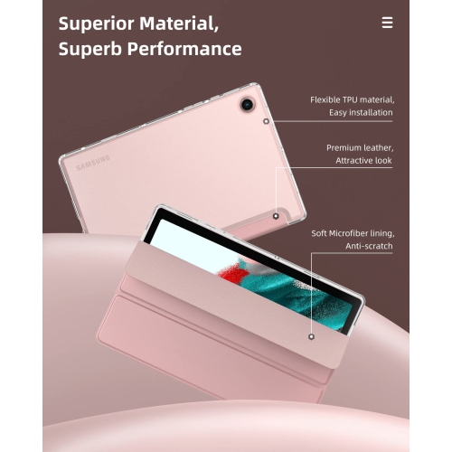 Samsung Galaxy Tab A8 10,5 po 2022 Go, étui mince à trois volets avec fonction Auto Sleep/Wake et étui souple en TPU translucide givré à l’arrière,