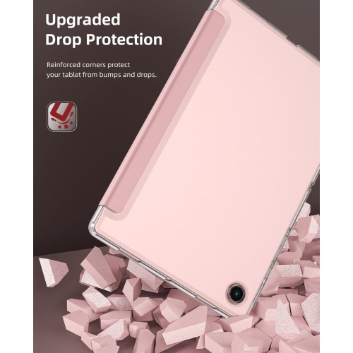 Samsung Galaxy Tab A8 10,5 po 2022 Go, étui mince à trois volets avec fonction Auto Sleep/Wake et étui souple en TPU translucide givré à l’arrière,