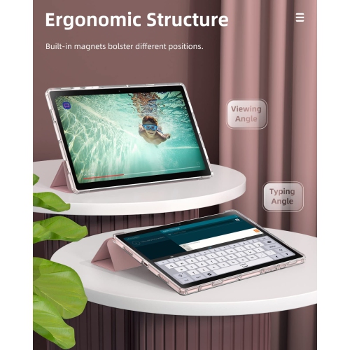 Samsung Galaxy Tab A8 10,5 po 2022 Go, étui mince à trois volets avec fonction Auto Sleep/Wake et étui souple en TPU translucide givré à l’arrière,