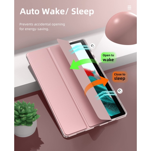 Samsung Galaxy Tab A8 10,5 po 2022 Go, étui mince à trois volets avec fonction Auto Sleep/Wake et étui souple en TPU translucide givré à l’arrière,