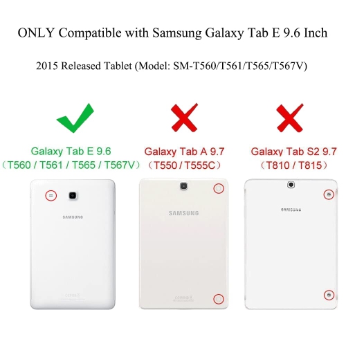 KYVIAUM Slim Case for Samsung Galaxy Tab E 9.6'', Lightweight Stand Cover for Samsung Galaxy Tab E 9.6 Inch Tablet 2015 Rele