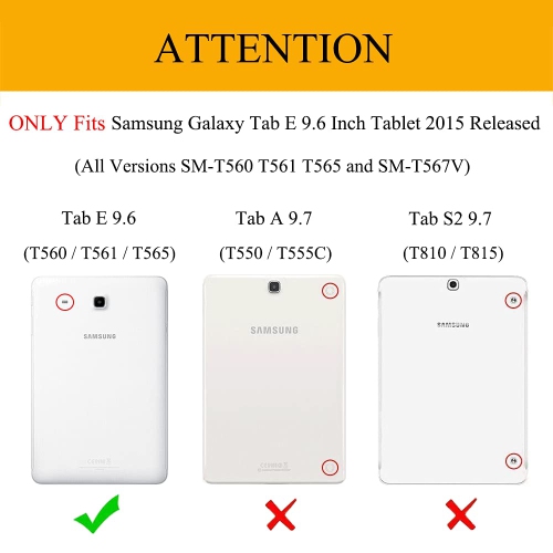 EKVINOR Case for Tab E 9.6 Case Model T560, Slim Leather Folio Case Cover Stand for Samsung Galaxy Tab E 9.6 Inch 2015 Relea