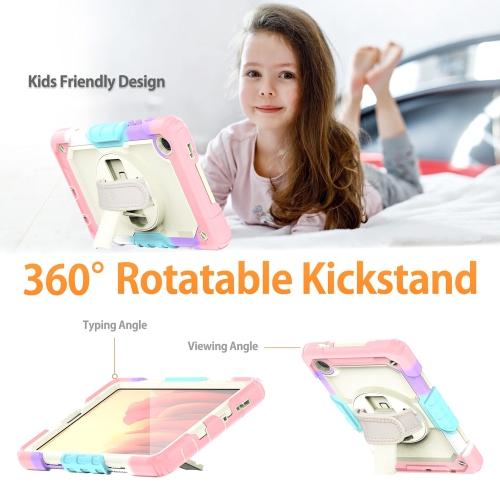 Samsung Galaxy Tab A7 Lite 8.7 inch 2021 Kids Case, HXCASEAC Shockproof Case with S Pen Holder, 360° Rotating Stand/Hand Str