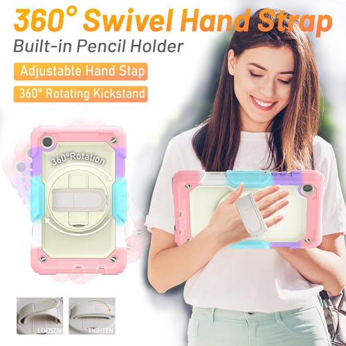 Samsung Galaxy Tab A7 Lite 8.7 inch 2021 Kids Case, HXCASEAC Shockproof Case with S Pen Holder, 360° Rotating Stand/Hand Str