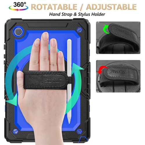 SEYMAC stock Samsung Galaxy Tab A8 10.5'' Case 2022 with Screen Protector Pencil Holder 360 Rotating Hand Strap &Stand, Dr