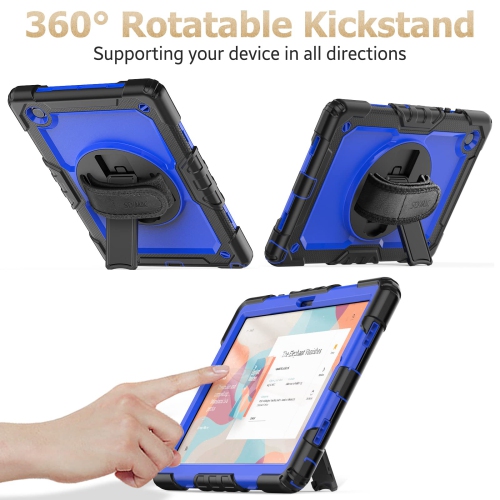 SEYMAC stock Samsung Galaxy Tab A8 10.5'' Case 2022 with Screen Protector Pencil Holder 360 Rotating Hand Strap &Stand, Dr